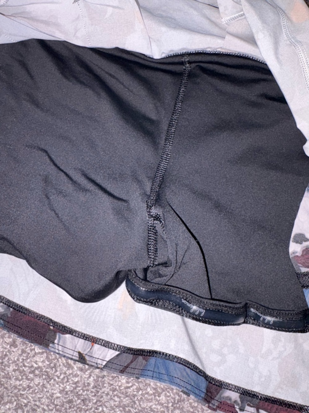 Butterfly Print Lululemon Athletic Skirt with Integrated Shorts - Black/Blue - Picture 5 of 6